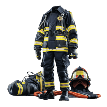 Complete Firefighter Gear and Equipment Ready for Emergency Response png