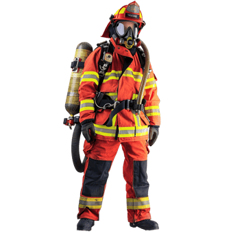 A Firefighter in Full Protective Gear Ready for Action png