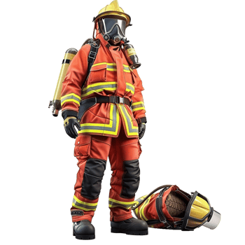 A Fully Equipped Firefighter in Protective Gear Ready for Action png