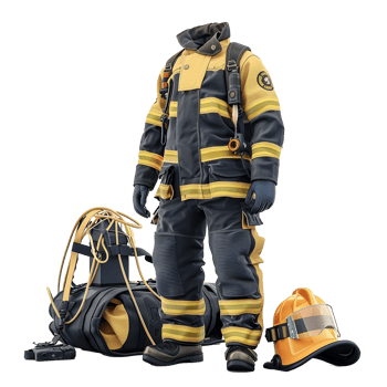 Professional Firefighter Uniform and Equipment Ready for Action png