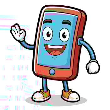 Smiling phone character waving vector