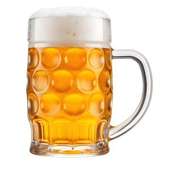 Glass of light beer with foam png