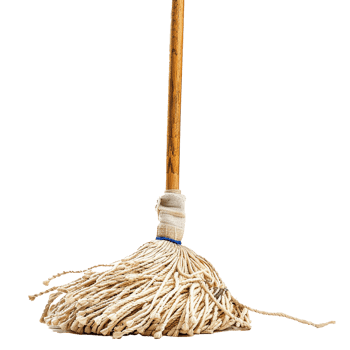 A Classic String Mop with a Wooden Handle Ready for Cleaning png