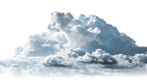 Large cumulus cloud formation, isolated on black background. png