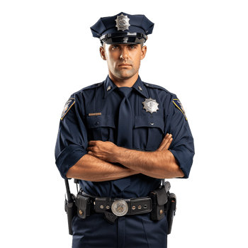 Portrait of a Confident Police Officer in Full Uniform with Arms Crossed png