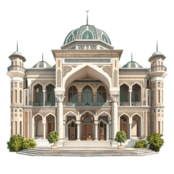 Architectural rendering of a majestic Islamic building with intricate details png