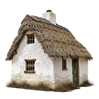 Charming ThatchedRoof Cottage in Rural Setting 3D Render png