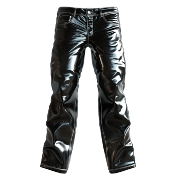Sleek Black Leather Pants Fashionable Design Shiny Trousers Stylish Apparel png