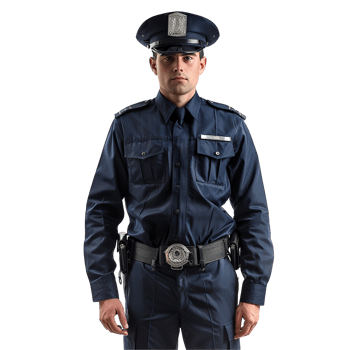 Portrait of a Serious Male Police Officer in Full Uniform png