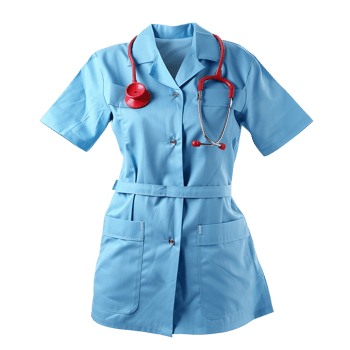 Light Blue Medical Lab Coat Uniform with Red Stethoscope for Doctors Nurses Healthcare Professionals png