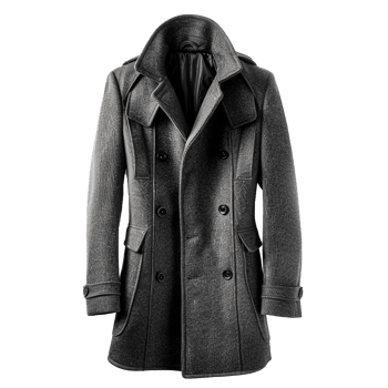 Stylish Mens Charcoal Gray Double Breasted Peacoat Winter Overcoat Jacket png