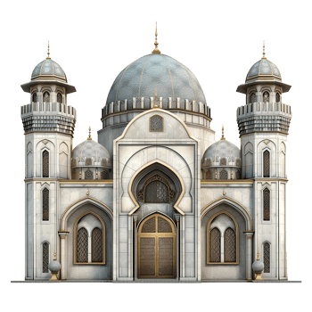 A Architectural Rendering of a Grand Mosque with Intricate Details png