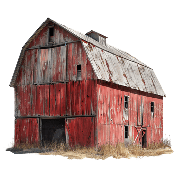 A Rustic Old Barn in a Field of Dried Grass png