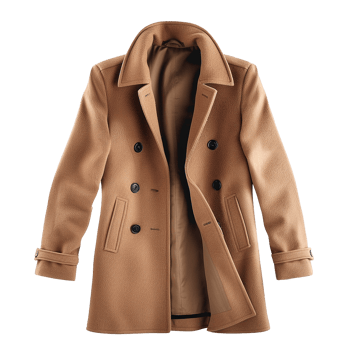 Men's Camel Brown Double Breasted Peacoat Stylish Winter Wool Coat Outerwear png