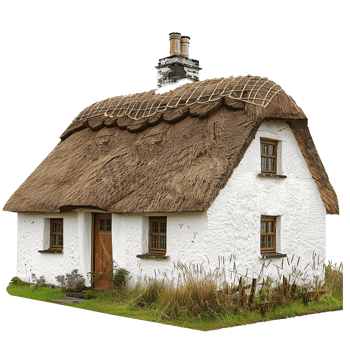 Charming ThatchedRoof Cottage in Ireland A Picturesque Rural Scene png
