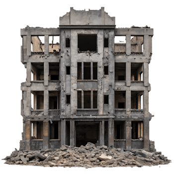Ruined building, war damage, destruction png