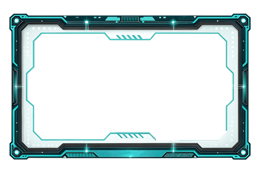 Futuristic teal and black tech frame png
