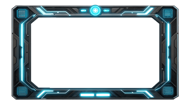 Futuristic tech frame, digital screen border png