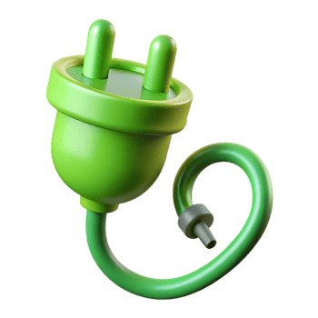 Green eco friendly power plug. Sustainable energy concept. png