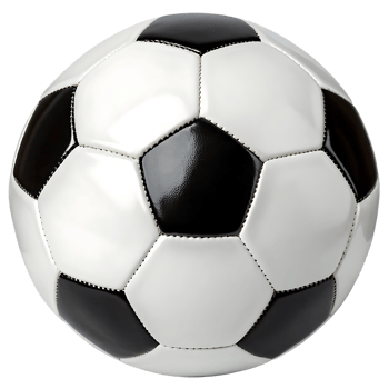 Classic black and white soccer ball, png