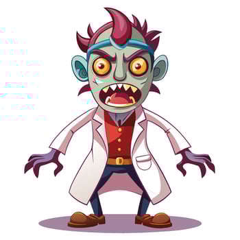 Zombie scientist with angry expression vector