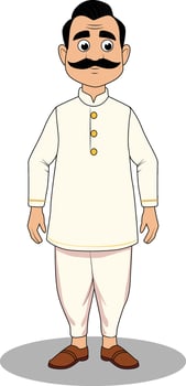 Indian Village Boy Cartoon Character Illustration vector