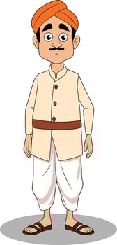 Elderly Indian Village Man Cartoon Art vector