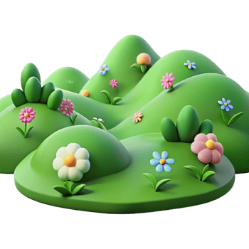 dramatic abstract Rolling Green Hills Dotted with professional png