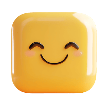 Yellow square with a smiling face on it isolated on transparent background png