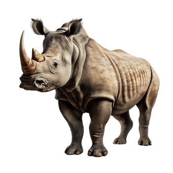 Rhino with a horn on its head isolated on transparent background png