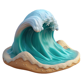 dramatic modern A Rolling Wave Crashing on a Sandy Beach high resolution png