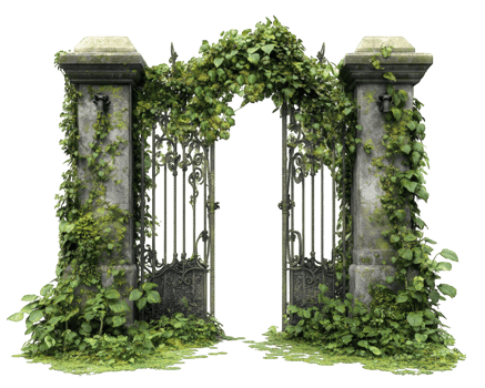 Garden gate with ivy and ivy vines png