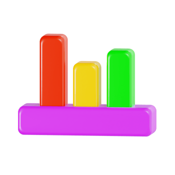 3D Bar Graph Icon in Colorful Design png