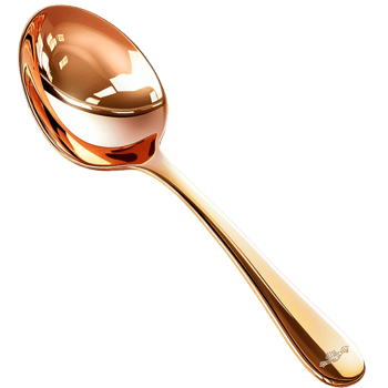 Shiny golden spoon a reflective surface placed elegantly on a clean white looking luxurious png