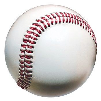Classic white baseball red stitching placed perfectly on a clean white surface png