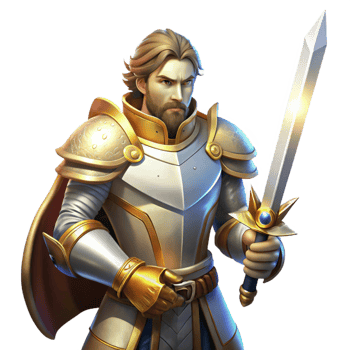 dramatic rustic A Noble Paladin in Shining Armor Wielding detailed png