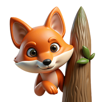 dramatic abstract A Sly Fox Peering out from Behind a Tree high resolution png