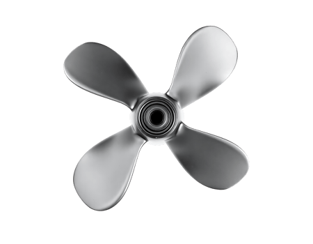 Silver propeller with four blades isolated on transparent background. png