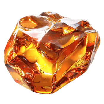 Shiny golden amber gemstone a unique crystalline structure reflecting warm light beautifully elegantly png