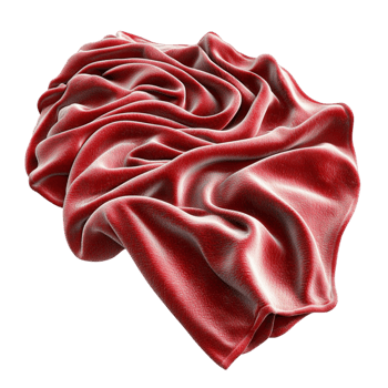 Artistic red heart sculpture a wrinkled fabriclike texture symbolizing deep emotions love passionate feelings png