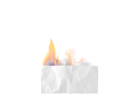 Burning white crumpled paper with fire png