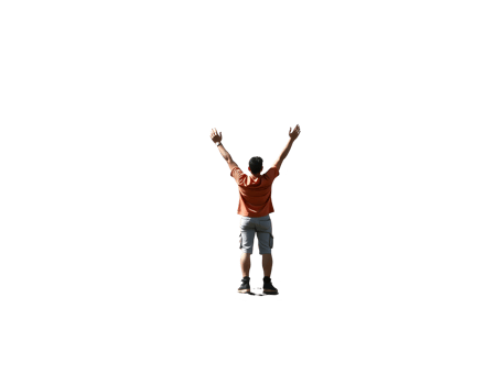 Man with arms raised in celebration png