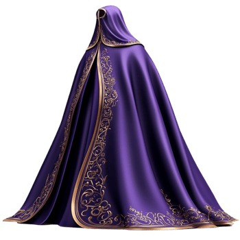 Flowing deep purple velvet cloak draped gracefully symbolizing mystery elegance regality a sense of dramatic theatrical fashion png