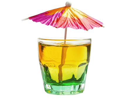A colorful drink with a straw and umbrella png