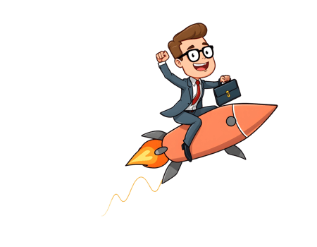 Businessman Riding a Rocket Symbol of Success and Rapid Business Growth png