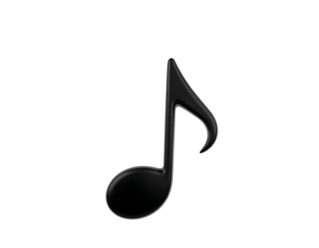 Black musical note on transparent background png