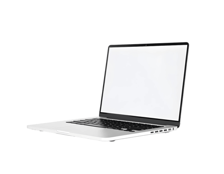 Modern silver laptop with a blank screen on a transparent background png