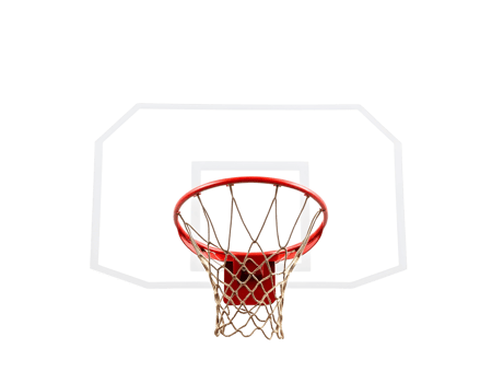 Basketball hoop with red net and white backboard png