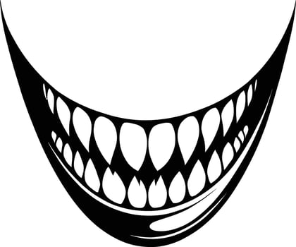 Black and white scary smiling face silhouette design vector