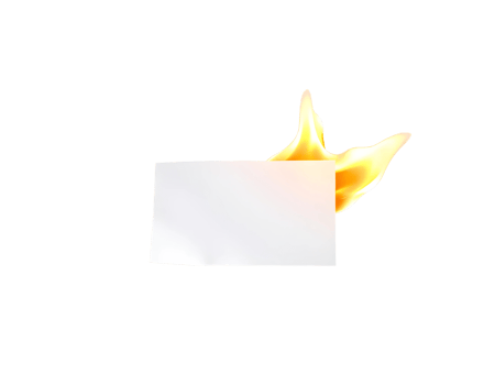 Burning White Paper with Flames on Transparent Background png